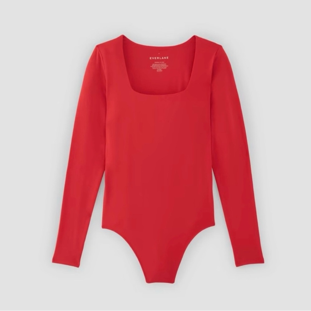 New w/o tags everlane goji berry long sleeve square neck supima bodysuit small